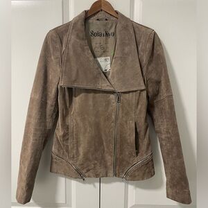 SOIA AND KYO- 100% suede tan moto style jacket